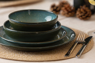 Lite-Body Serviesset Hermes - Stoneware - blauw relief - 6 personen - 24 delig
