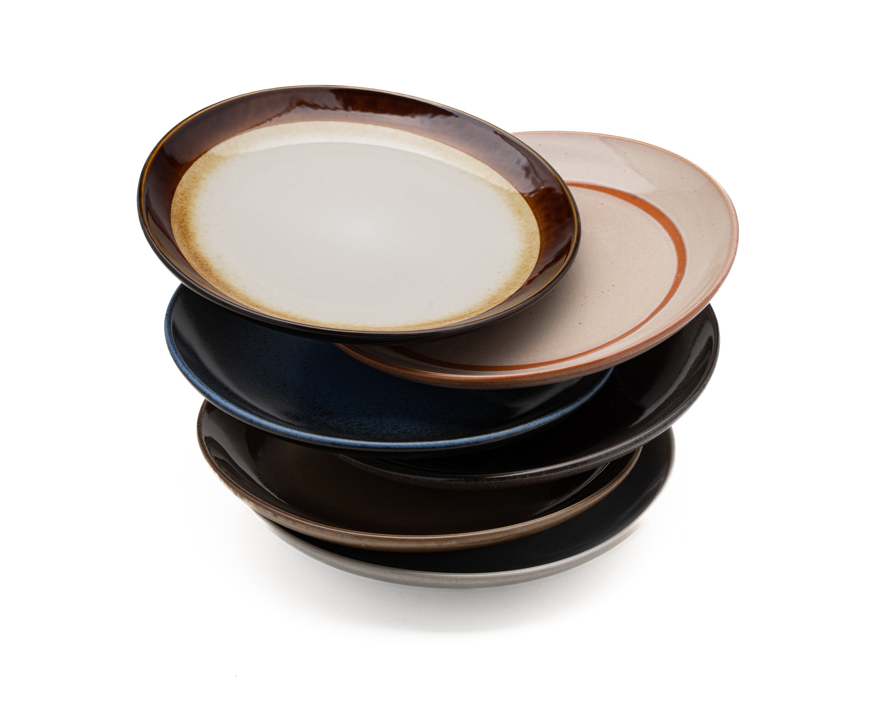 Lot de 6 assiettes petit déjeuner - 20 cm - multicolores - 6 personnes - faïence - style Earth - Kade 171 - assiettes - hip et tendance
