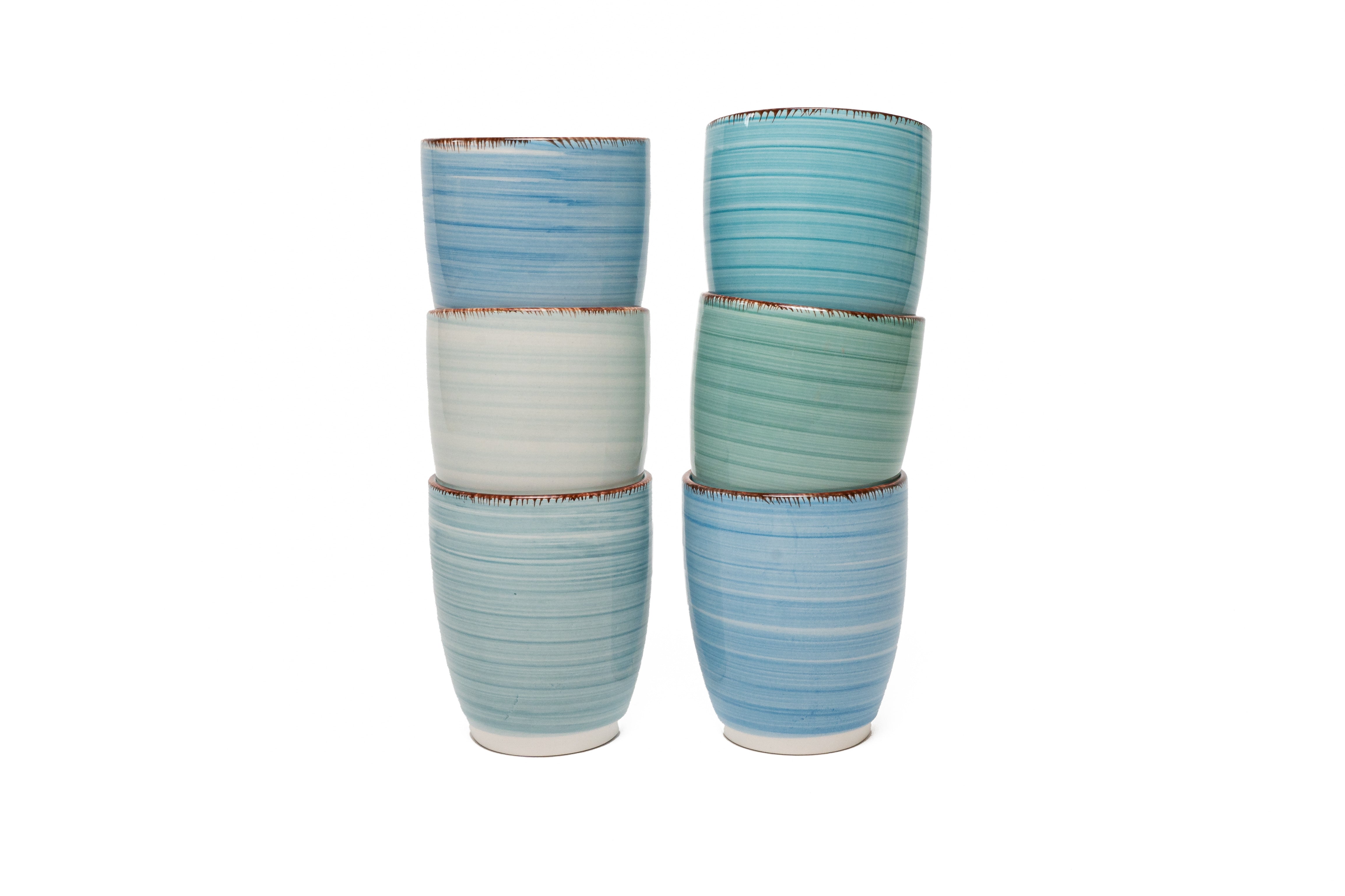 Kade 171 - Grandes tasses à café - Lot de 6 - 340 ML - toutes couleurs uniques - bleu - tasse à café - tasse à cappuccino - Bleu océan