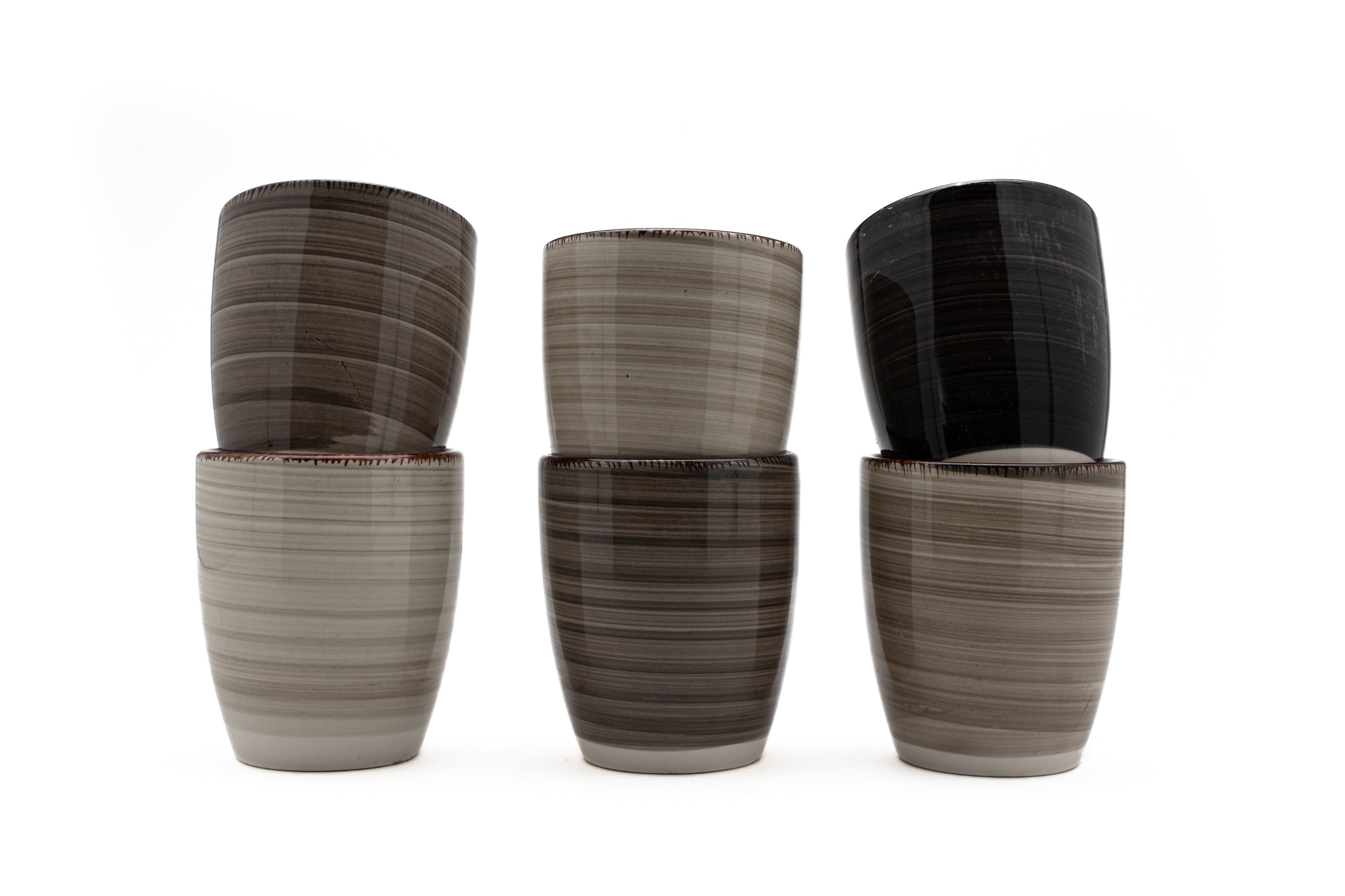 Kade 171 - Tasses à café - Ensemble de 6 - 160ML - toutes couleurs uniques - tasse à café - tasse à expresso - gris industriel/noir