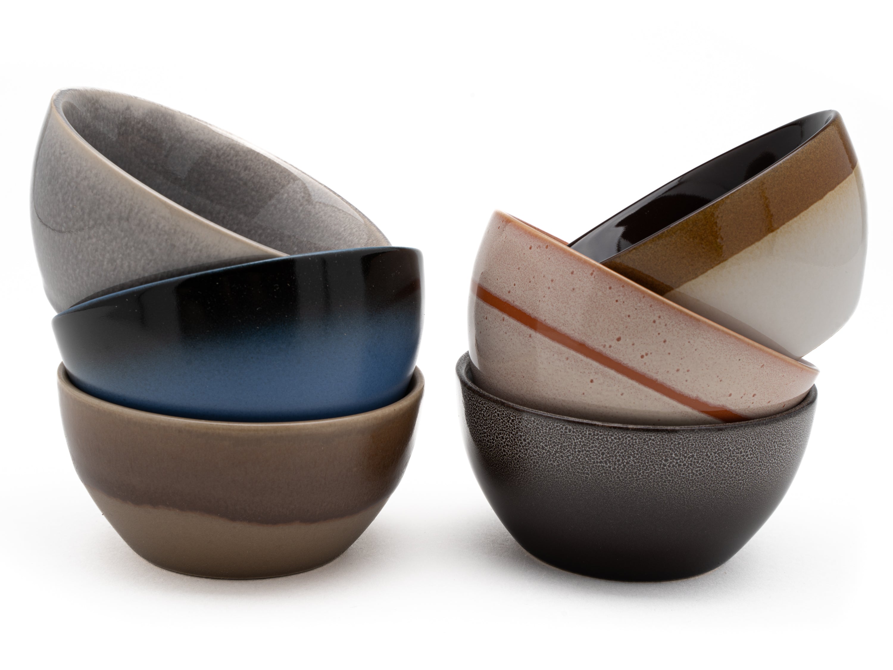 Lot de 6 bols ronds - 14*8 cm - multicolore - 6 personnes - faïence - style Earth - Kade 171 - bols - hip et tendance